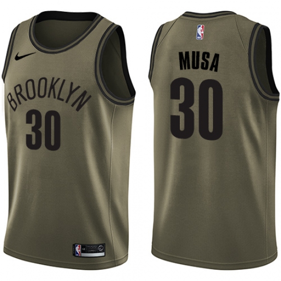 Men's Nike Brooklyn Nets 30 Dzanan Musa Swingman Green Salute to Service NBA Jersey