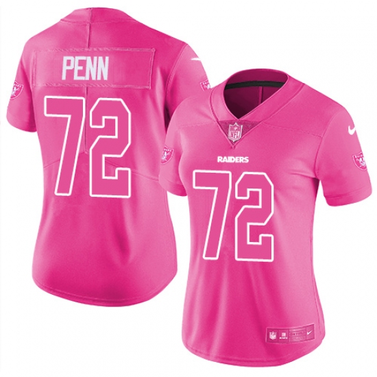 Women's Nike Oakland Raiders 72 Donald Penn Limited Pink Rush Fashion NFL Jersey