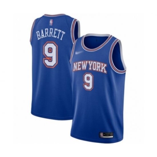 Men's New York Knicks 9 RJ Barrett Authentic Blue Basketball Jersey - Statement Edition