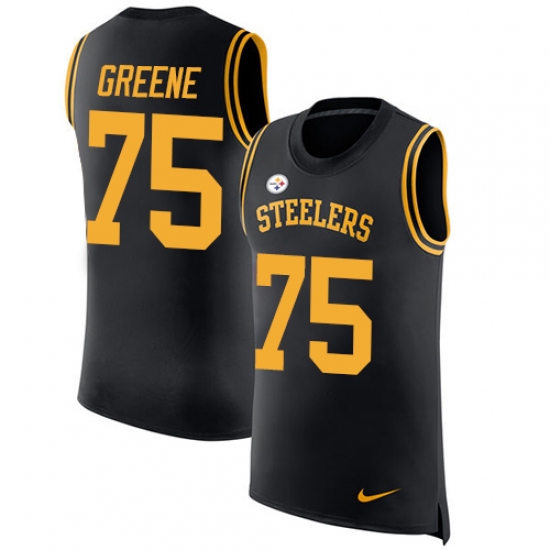 Men's Nike Pittsburgh Steelers 75 Joe Greene Limited Black Rush Player Name & Number Tank Top NFL Jersey