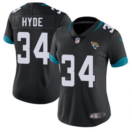 Women's Nike Jacksonville Jaguars 34 Carlos Hyde Black Team Color Vapor Untouchable Limited Player NFL Jersey
