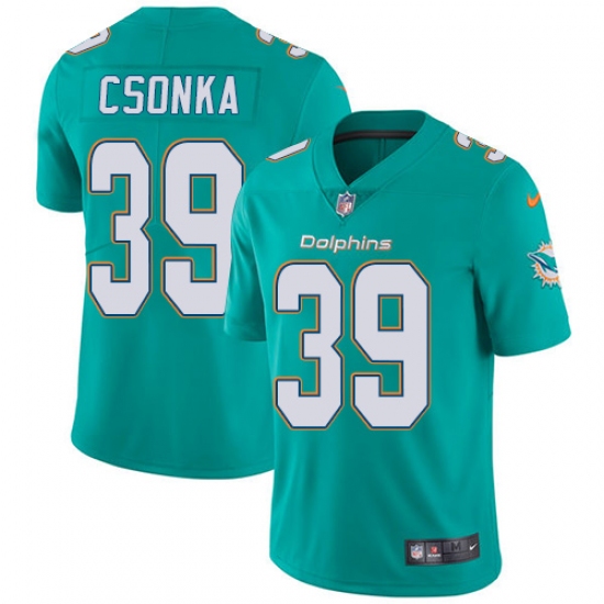 Youth Nike Miami Dolphins 39 Larry Csonka Aqua Green Team Color Vapor Untouchable Limited Player NFL Jersey