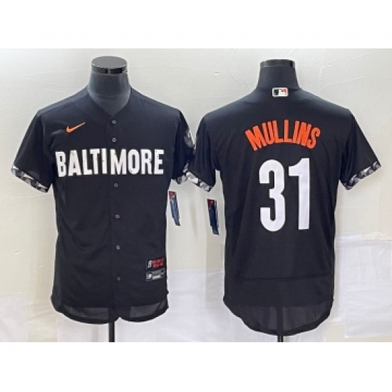 Men's Baltimore Orioles 31 Cedric Mullins Black 2023 City Connect Flex Base Stitched Jersey 1