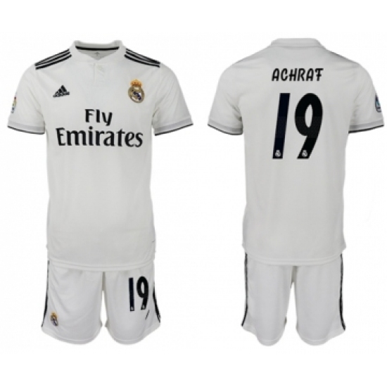 Real Madrid 19 Achraf White Home Soccer Club Jersey