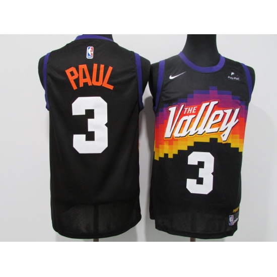 Men's Phoenix Suns 3 Chris Paul Black Nike Finished Basketball Jersey