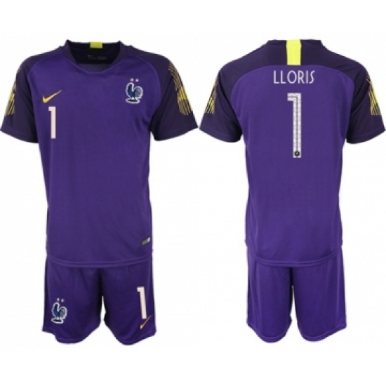 France 1 LLORIS Purple Goalkeeper Soccer Country Jersey