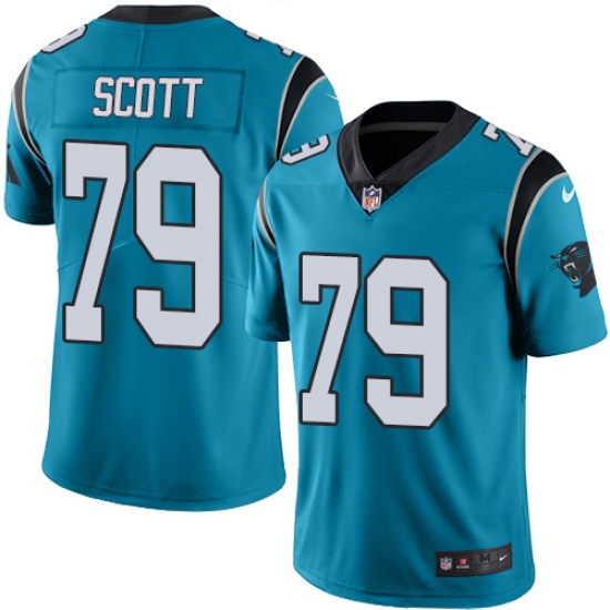 Men's Nike Carolina Panthers 79 Chris Scott Blue Alternate Vapor Untouchable Limited Player NFL Jersey