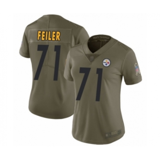 Women's Pittsburgh Steelers 71 Matt Feiler Limited Olive 2017 Salute to Service Football Jersey