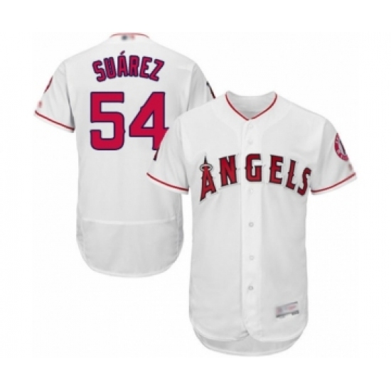 Men's Los Angeles Angels of Anaheim 54 Jose Suarez White Home Flex Base Authentic Collection Baseball Player Jersey