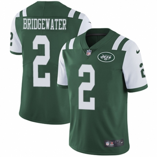 Youth Nike New York Jets 2 Teddy Bridgewater Green Team Color Vapor Untouchable Elite Player NFL Jersey