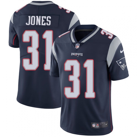 Men's Nike New England Patriots 31 Jonathan Jones Navy Blue Team Color Vapor Untouchable Limited Player NFL Jersey