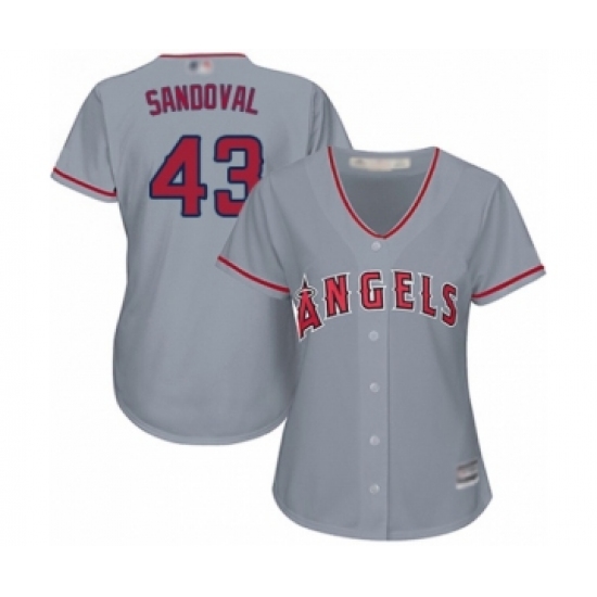 Women's Los Angeles Angels of Anaheim 43 Patrick Sandoval Authentic Grey Road Cool Base Baseball Player Jersey