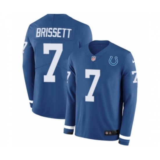 Youth Nike Indianapolis Colts 7 Jacoby Brissett Limited Blue Therma Long Sleeve NFL Jersey