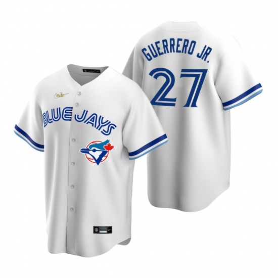Men's Nike Toronto Blue Jays 27 Vladimir Guerrero Jr. White Cooperstown Collection Home Stitched Baseball Jersey