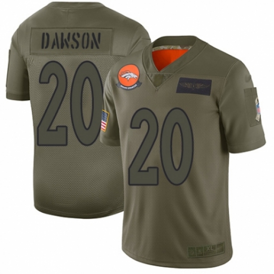 Men's Denver Broncos 20 Duke Dawson Limited Camo 2019 Salute to Service Football Jersey