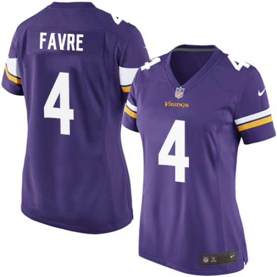 Women's Nike Minnesota Vikings 4 Brett Favre Game Purple Team Color NFL Jersey