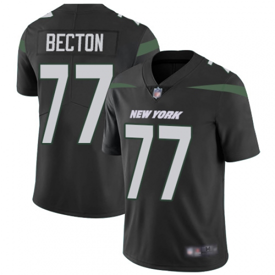 Men's New York Jets 77 Mekhi Becton Black Alternate Stitched Vapor Untouchable Limited Jersey