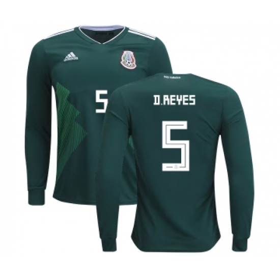 Mexico 5 D.Reyes Home Long Sleeves Kid Soccer Country Jersey