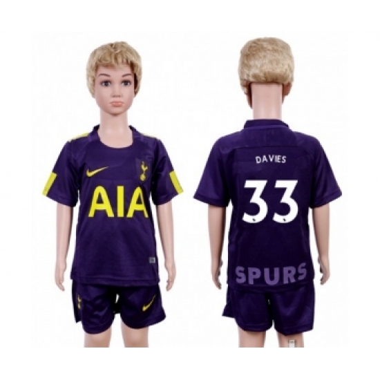 Tottenham Hotspur 33 Davies Sec Away Kid Soccer Club Jersey