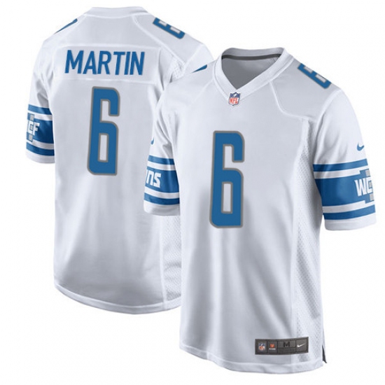 Men's Nike Detroit Lions 6 Sam Martin Game White NFL Jersey