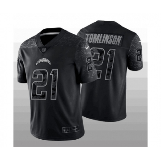 Men's Los Angeles Chargers 21 LaDainian Tomlinson Black Reflective Limited Stitched Football Jersey