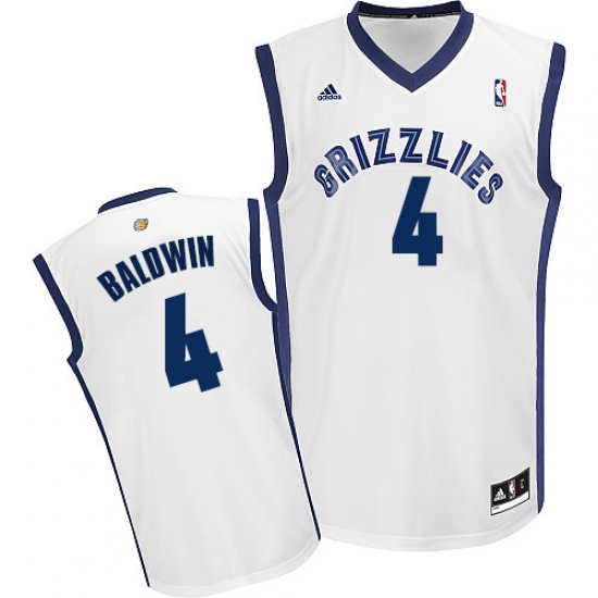 Men's Adidas Memphis Grizzlies 4 Wade Baldwin Swingman White Home NBA Jersey