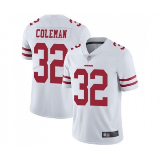 Youth San Francisco 49ers 32 Tevin Coleman White Vapor Untouchable Limited Player Football Jersey
