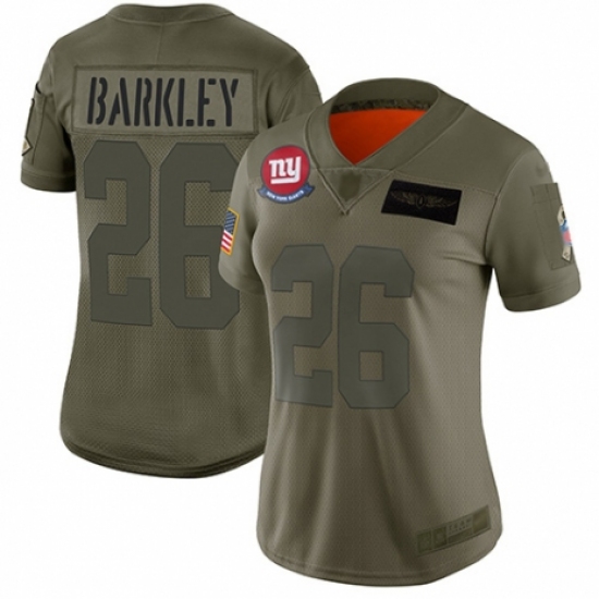 Women's New York Giants 26 Saquon Barkley Limited Camo 2019 Salute to Service Football Jersey