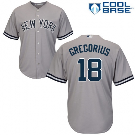 Youth Majestic New York Yankees 18 Didi Gregorius Replica Grey Road MLB Jersey