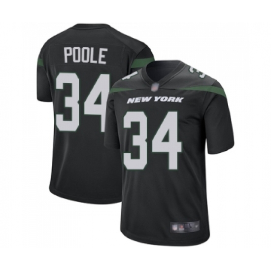 Men's New York Jets 34 Brian Poole Game Black Alternate Football Jersey