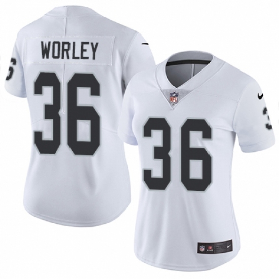 Women's Nike Oakland Raiders 36 Daryl Worley White Vapor Untouchable Elite Player NFL Jersey
