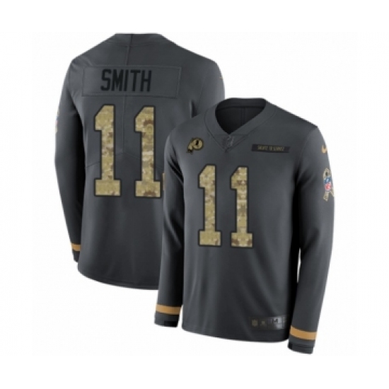Youth Nike Washington Redskins 11 Alex Smith Limited Black Salute to Service Therma Long Sleeve NFL Jersey