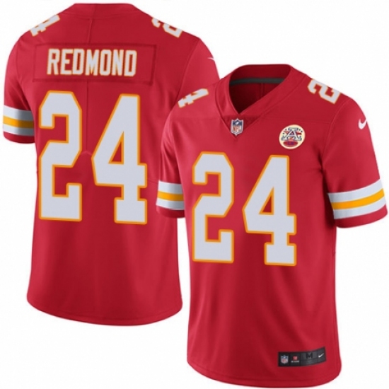 Men's Nike Kansas City Chiefs 24 Will Redmond Red Team Color Vapor Untouchable Limited Player NFL Jersey