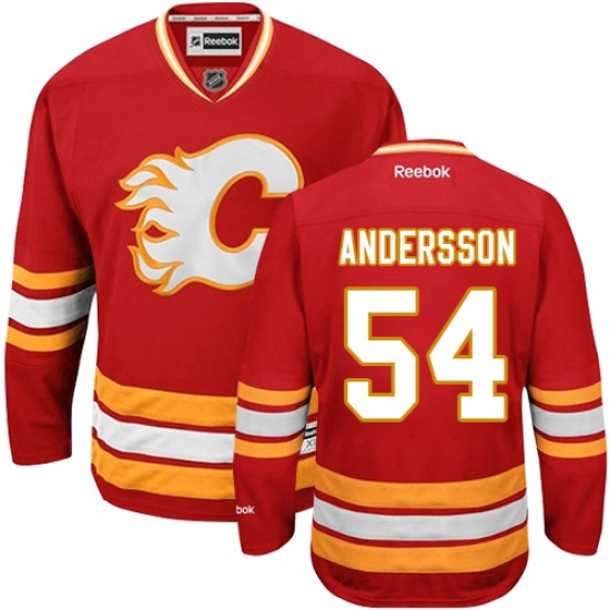 Men's Reebok Calgary Flames 54 Rasmus Andersson Premier Red Third NHL Jersey