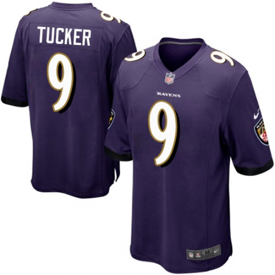 Men's Nike Baltimore Ravens 9 Justin Tucker Game Purple Team Color NFL Jersey