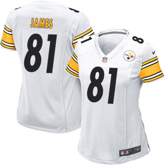 Women's Nike Pittsburgh Steelers 81 Jesse James Game White NFL Jersey