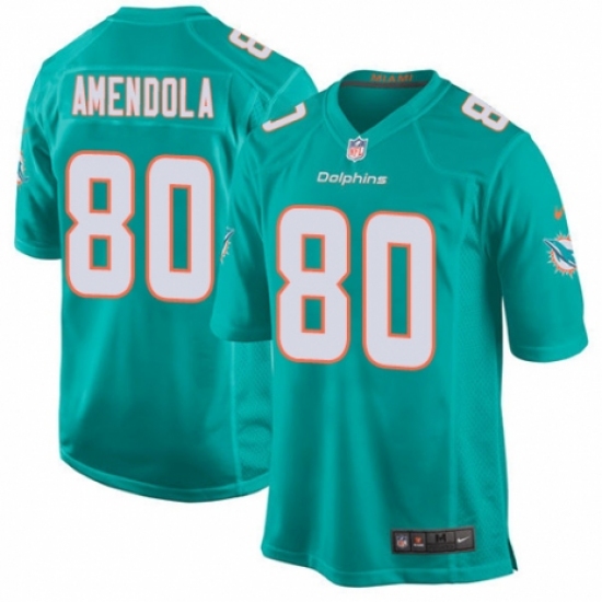 Men's Nike Miami Dolphins 80 Danny Amendola Game Aqua Green Team Color NFL Jersey