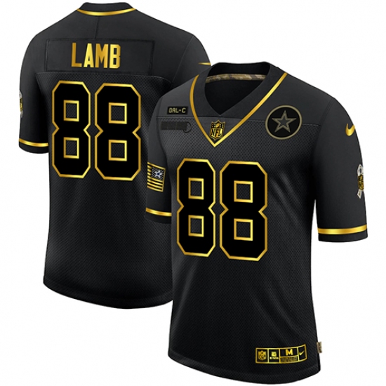 Men's Dallas Cowboys 88 CeeDee Lamb Olive Gold Nike 2020 Salute To Service Limited Jersey