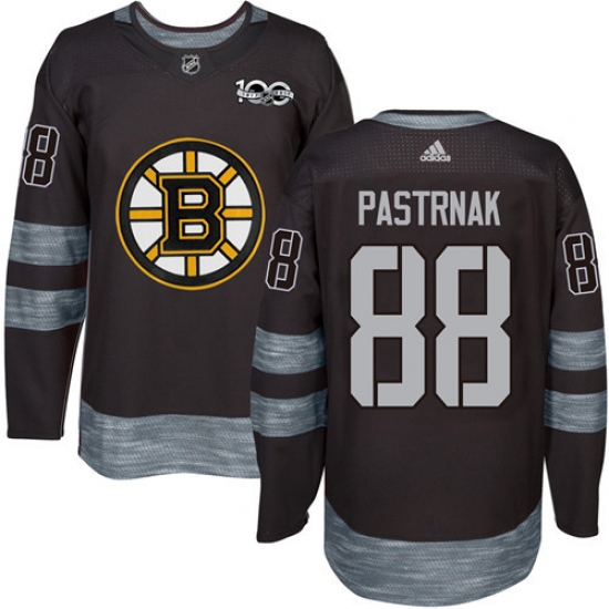 Men's Adidas Boston Bruins 88 David Pastrnak Premier Black 1917-2017 100th Anniversary NHL Jersey