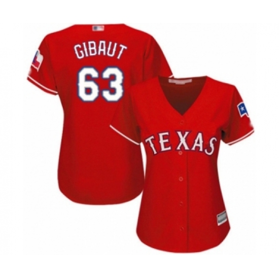 Women's Texas Rangers 63 Ian Gibaut Authentic Red Alternate Cool Base Baseball Player Jersey
