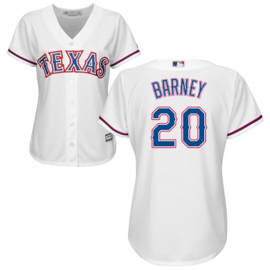 Women's Majestic Texas Rangers 20 Darwin Barney Replica White Home Cool Base MLB Jersey