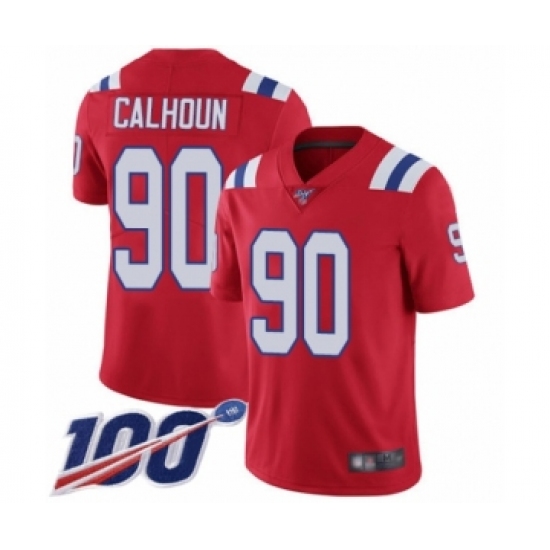 Youth New England Patriots 90 Shilique Calhoun Red Alternate Vapor Untouchable Limited Player 100th Season Football Jersey