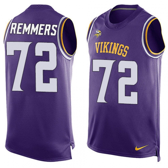 Men's Nike Minnesota Vikings 72 Mike Remmers Limited Purple Player Name & Number Tank Top NFL Jersey