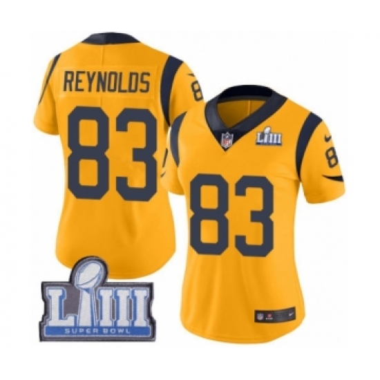 Women's Nike Los Angeles Rams 83 Josh Reynolds Limited Gold Rush Vapor Untouchable Super Bowl LIII Bound NFL Jersey