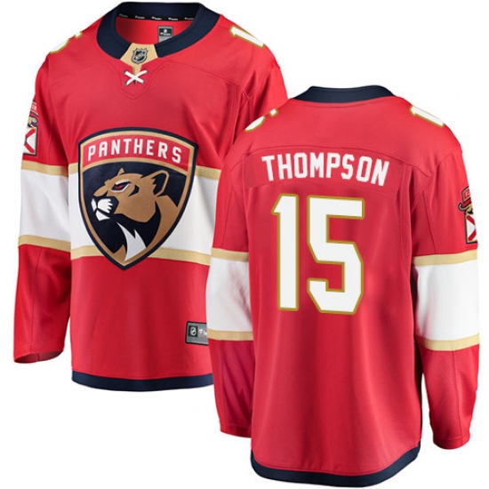 Youth Florida Panthers 15 Paul Thompson Authentic Red Home Fanatics Branded Breakaway NHL Jersey