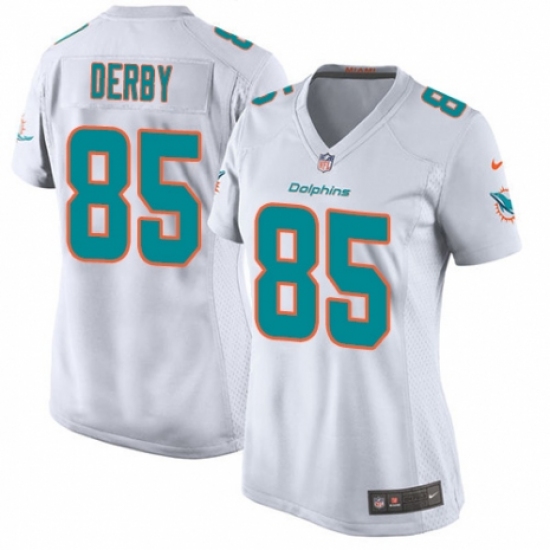 Women's Nike Miami Dolphins 85 A.J. Derby Game White NFL Jersey