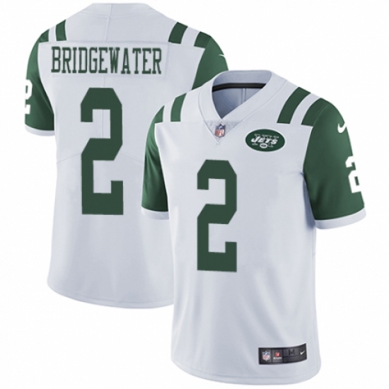 Men's Nike New York Jets 2 Teddy Bridgewater White Vapor Untouchable Limited Player NFL Jersey