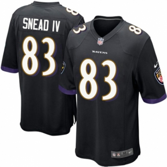 Men's Nike Baltimore Ravens 83 Willie Snead IV Game Black Alternate NFL Jersey