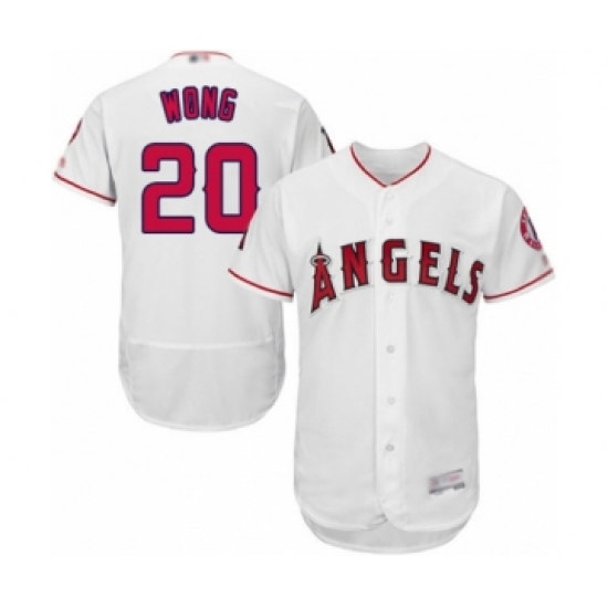 Men's Los Angeles Angels of Anaheim 20 Kean Wong White Home Flex Base Authentic Collection Baseball Player Jersey