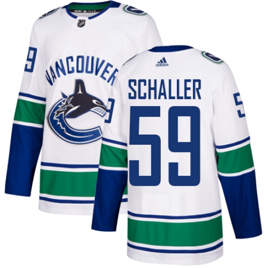 Men's Adidas Vancouver Canucks 59 Tim Schaller Authentic White Away NHL Jersey